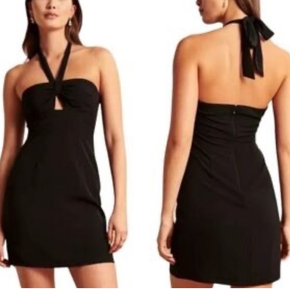 (BNWT) Elodie (Nordstrom) Black Halter Tie Mini Dress